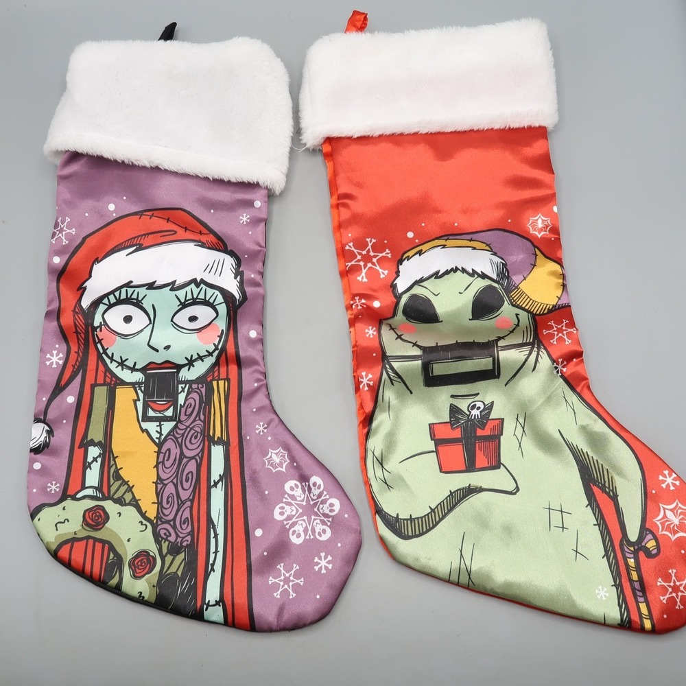 Disney Nightmare Before Christmas Oogie Boogie & Sally Stockings 16" Satin‎ Set
